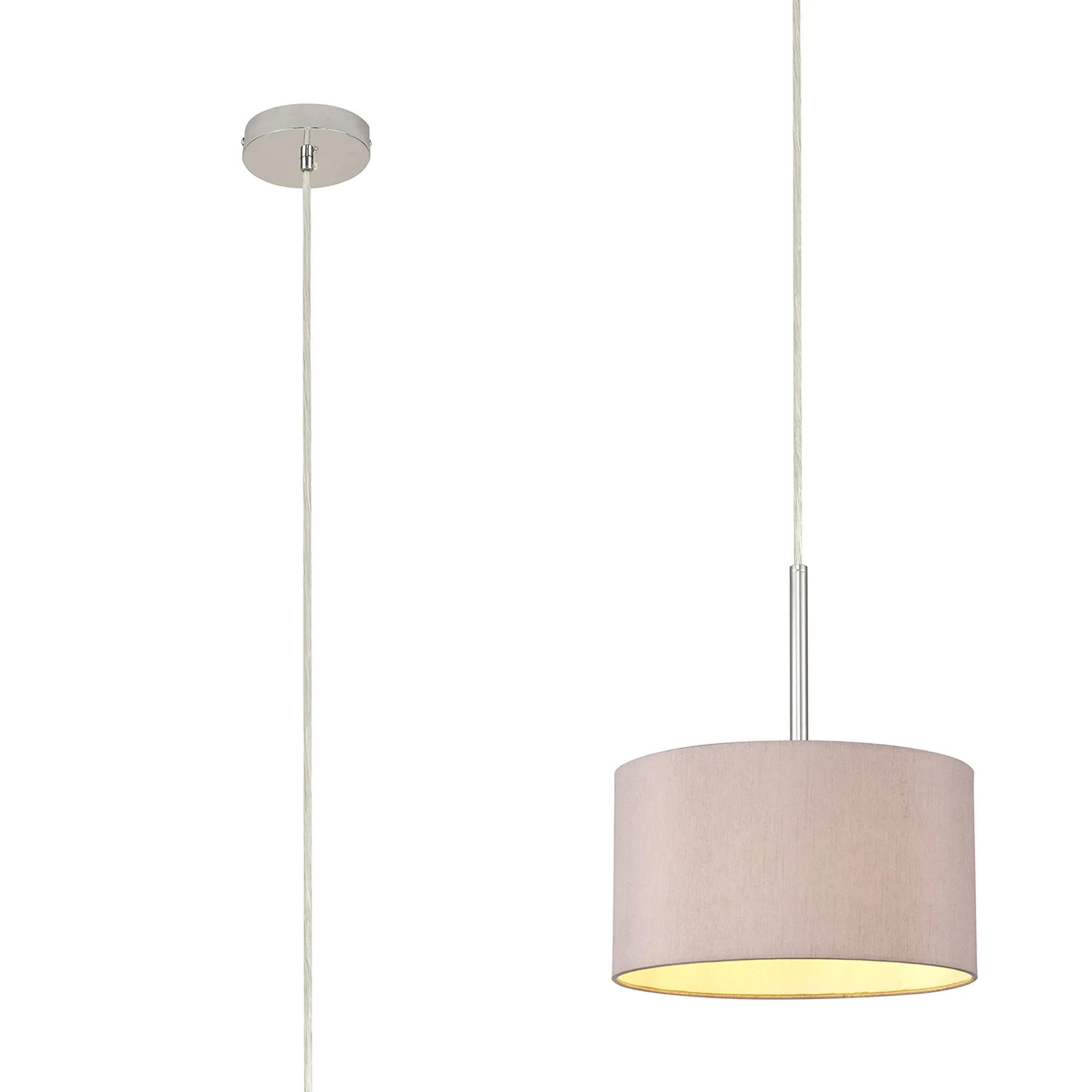 Baymont 30cm Pendant 1 Light Polished Chrome, Taupe/Halo Gold